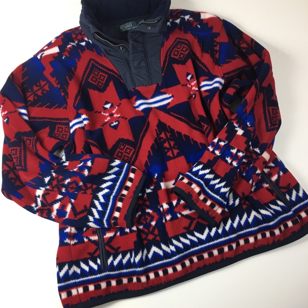 POLO XXL Fleece Aztec Tribal Western Fleece Hoodie